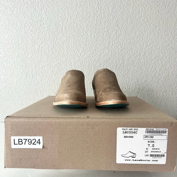 Lane Plain Jane Mule Womens 7 Latte Suede Cowboy Boots Western Slip On Short - Picture 11 of 12